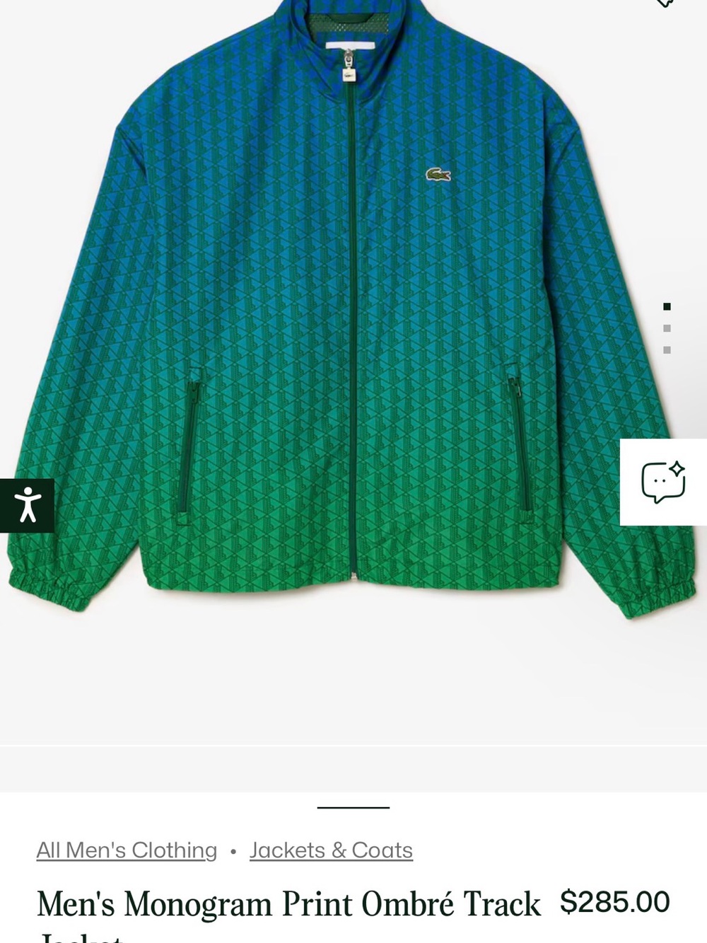 Lacoste Men’s Ombre Monogram Track Jacket - Blue & Green - Picture 2 of 7